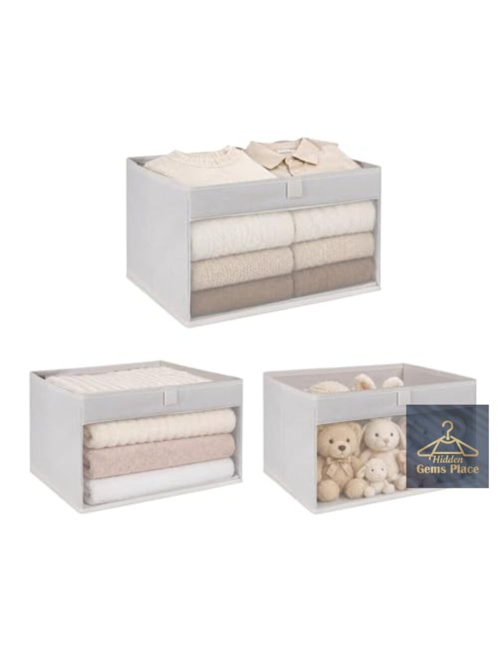 Foldable Non-Woven Closet Storage Bins Clear Window Organizer Baskets